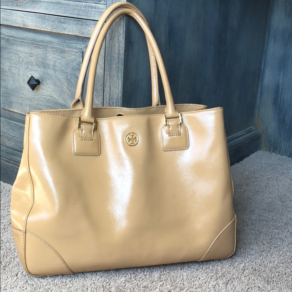 Tory Burch nude leather hand bag
